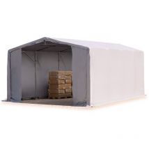 Toolport - Carpa almacén 8x8 m carpa industrial con 4m de altura lateral PRIMEtex pvc 2300 n ignifuga 100% impermeable gris