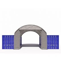 Toolport - Frontal para cubierta entre contenedores de 8m de ancho – Lona de pvc PRIMEtex 2300, gris, con entrada enrrollable