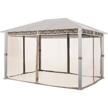 Moskitonetz für Gartenpavillon Rendezvous Deluxe 3x4 m - Polyester - Insektengitter mit Reißverschluss - cappuccino - Toolport