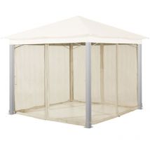 Moskitonetz Für Gartenpavillon Sunset Classic 3x3 M - Polyester - Insektengitter Mit Reißverschluss - Champagner - Toolport