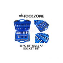 Toolzone - 50Pc 3/8 mm & af Socket Set 6-19MM & 5/16 - 7/8 SS226