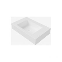 Top bagno con lavabo rettangolare integrato in solid surface, finitura bianco opaco Idral