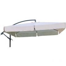 Top Telo di Ricambio per Ombrellone Decentrato in Alluminio 2,5 x 2,5 Metri a 8 Stecche con Airvent Cucito Colore Ecrù solo telo