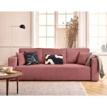 Bestmobilier - Topaze - 3-sitzer Einzelsofa Schlaffunktion Und Bettkasten Aus Strukturiertem Samt - Rosa