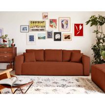 Topaze - 3-sitzer sofa - schlaffunktion und bettkasten - aus cord - terrakotta