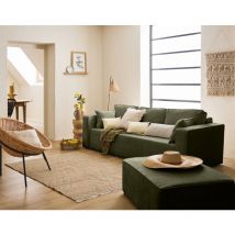 Topaze - 3-sizter sofa - schlaffunktion und bettkasten - aus cordstoff flach - grün