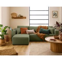 Topaze - 4-sitzer ecksofa beidseitig montierbar - schlaffunktion und bettkasten - aus bouclé-stoff - grün