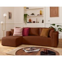 Bestmobilier - Topaze - Abnehmbarer, Umkehrbarer 4-sitzer Aus Cordstoff - Terrakotta