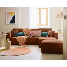 Bestmobilier - Topaze - canapé d'angle réversible - 4 places - convertible avec coffre - en tissu velours relief