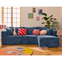 Bestmobilier - Topaze - canapé d'angle réversible 4 places convertible avec coffre en velours à relief texturé