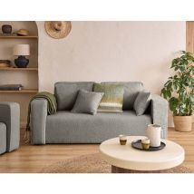 Bestmobilier - Topaze - canapé droit 2 places - en tissu bouclette - taupe