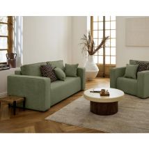 Bestmobilier - Topaze - canapé droit 2 places - en tissu - vert