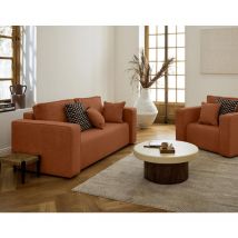 Bestmobilier - Topaze - canapé droit 2 places - en tissu - terracotta