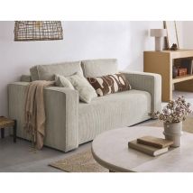 Bestmobilier - Topaze - canapé droit 2 places - en velours côtelé - beige