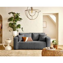 Bestmobilier - Topaze - canapé droit 2 places en velours côtelé plat - gris