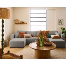 Topaze - canapé panoramique en u - 7 places - convertible avec coffre - en tissu bouclette