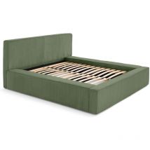 Bestmobilier - Topaze - lit coffre - 180x200 cm - sommier inclus - velours côtelé - vert sauge