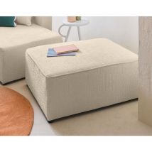 Bestmobilier - Topaze - pouf - en tissu velours relief - beige