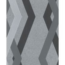 Topchic - Papel de pared Graphic Lines Diamonds gris y negro Noordwand