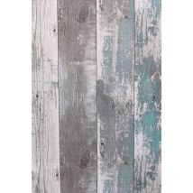 Topchic - Papel de pared Wooden Planks gris oscuro y azul Noordwand