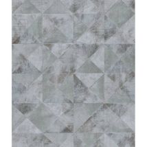 Topchic - Wallpaper Graphic Shapes Facet Metallic Grey Noordwand
