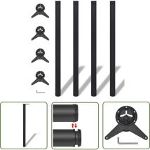 4 höhenverstellbare Tischbeine Schwarz 1100 mm - Tischbeine - Schwarze Tischbeine - Höhenverstellbare Tischbeine - Metalltischbeine - Robuste