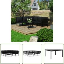 The Living Store 6-tlg. Garten-Lounge-Set mit Auflagen Schwarz pvc - Gartensofa - Loungemöbel - Gartenmöbel Set - Außenbereich - Balkonmöbel