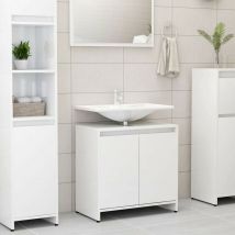 Sweiko - Bathroom Cabinet High Gloss White 60x33x61 cm Chipboard FF802648UK