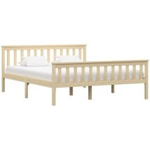 Sweiko - Bed Frame Natural Solid Pinewood 160x200 cm VDTD24114
