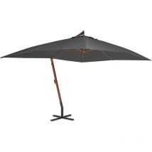Cantilever Umbrella with Wooden Pole 400x300 cm Anthracite VDFF28683UK