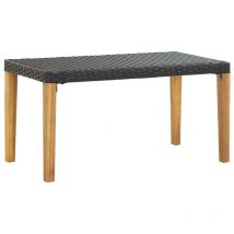 Sweiko - Garden Bench 120 cm Black Poly Rattan and Solid Acacia Wood FF46488UK