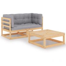 Sweiko - Salon de jardin meuble d'extérieur ensemble de mobilier 3 pièces avec coussins bois de pin massif