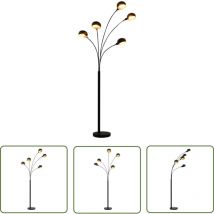 The Living Store Stehlampe 200 cm 5 x E14 Schwarz und Golden - Stehlampe - Bogenlampe - Wohnzimmerlampe - Esszimmerlampe - Modernes Lichtdesign