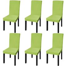 Straight Stretchable Chair Cover 6 pcs Green VDTD00922