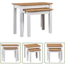 Sweiko - The Living Store Tables gigognes 2pcs Blanc Bois pin massif Assortiment Panama - Table Basse - Table D'appoint - Tables Gigognes - Meubles