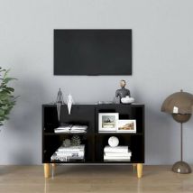 Sweiko - tv Cabinet with Solid Wood Legs Black 69.5x30x50 cm FF805924UK