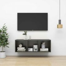 Wall-mounted tv Cabinet Grey 37x37x107 cm Chipboard FF805482UK