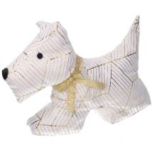 Tope puerta tela perro blanco cm35x5h26