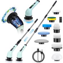 Brosse Nettoyage Electrique Rotative, Brosse Nettoyage sans Fil avec 9 têtes de Brosse poignée télescopique réglable et 2 Vitesses pour Salle de