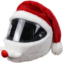 Casque Moto Peluche Noël, Casque Père Noël Personnalisé, Housse Protection Complet Full Face Casque Couvre-Casque Peluche Dessin Bonnet PèRe pour