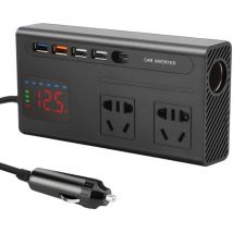 Topiky - Convertisseur de courant 200 w pour voiture, transformateur de 12 v à 220 v, onduleur avec 2 prise prise et 4 ports usb (5 V/2,4 a) pour