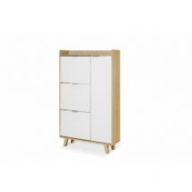 Mueble Zapatero serie Nórdica 2180 Topkit Armario Recibidor Medidas: 140x86x25 cm roble y blanco