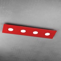 Top-light - Toplight 4-flammige rechteckige Deckenleuchte Path mit GX53-Fassung, rote Struktur, modernes Design 80x20x3cm