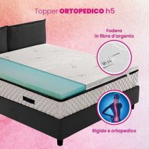 Topper, sovra materasso rigido, correttore ortopedico materasso in biogreen Alto 5 cm, tessuto anallergico sfoderabile, 4 lati in argento - ortopedic
