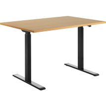 Bureau assis-debout électrique – 1200 x 800 mm – Hêtre/noir – Réglable en hauteur – TOPSTAR