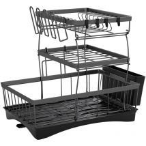 Toque Dish Drying Drainer Rack 3 Tier with Drip Tray Plate Cup Cutlery Holder