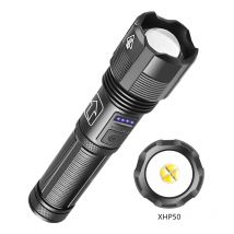 Torche avec batterie Li-ion 18650 lanterne de torche d'affichage rechargeable et alimentée par usb Hasaki