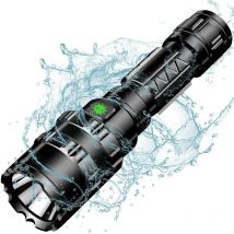 Torche Lampe de Poche Led usb Rechargeable, Ultra Puissante Militaire,IPX65 Imperméable Lampe Torche avec Charge Indicateur