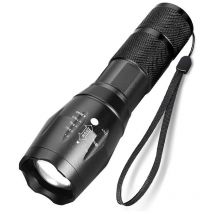 Ensoleille - Torche led Ultra puissante XML-T6 Lampe Torche Militaire utilisable pour vélo ou randonnées et 5 Modes Dont Flash