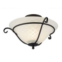 Torchiere - 1 Light Flush Ceiling Light Black, E27 - Elstead